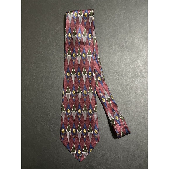 Men's Neck Tie XYZ Silk L58" W4" Red Blue - Picture 2 of 3
